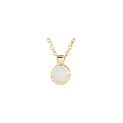 Natural White Opal Bezel-Set 16-18" Necklace