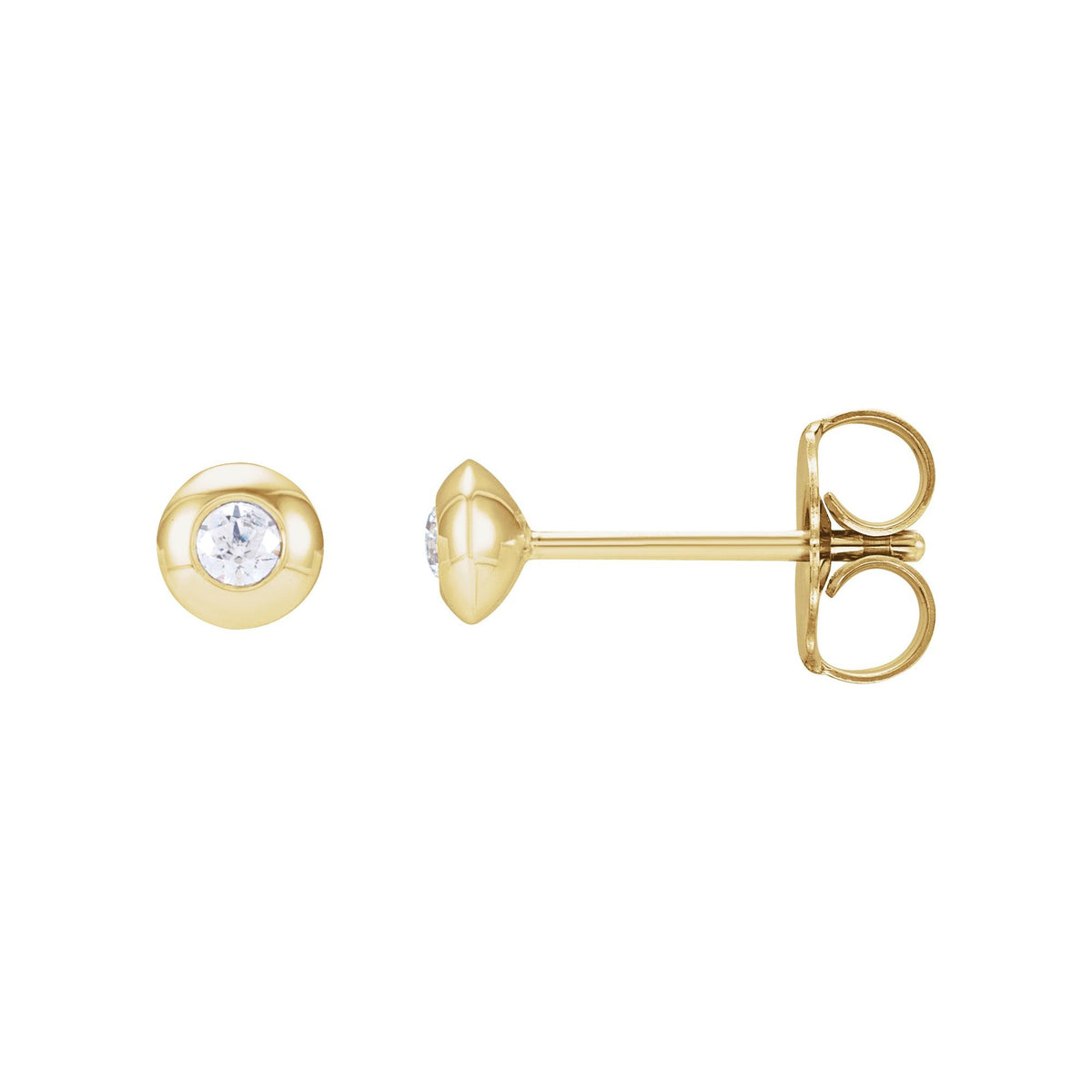Natural Diamond Round Bezel-Set Stud Earrings