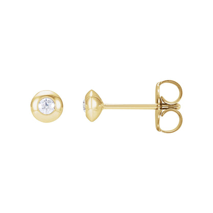 Natural Diamond Round Bezel-Set Stud Earrings