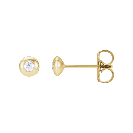 Natural Diamond Round Bezel-Set Stud Earrings
