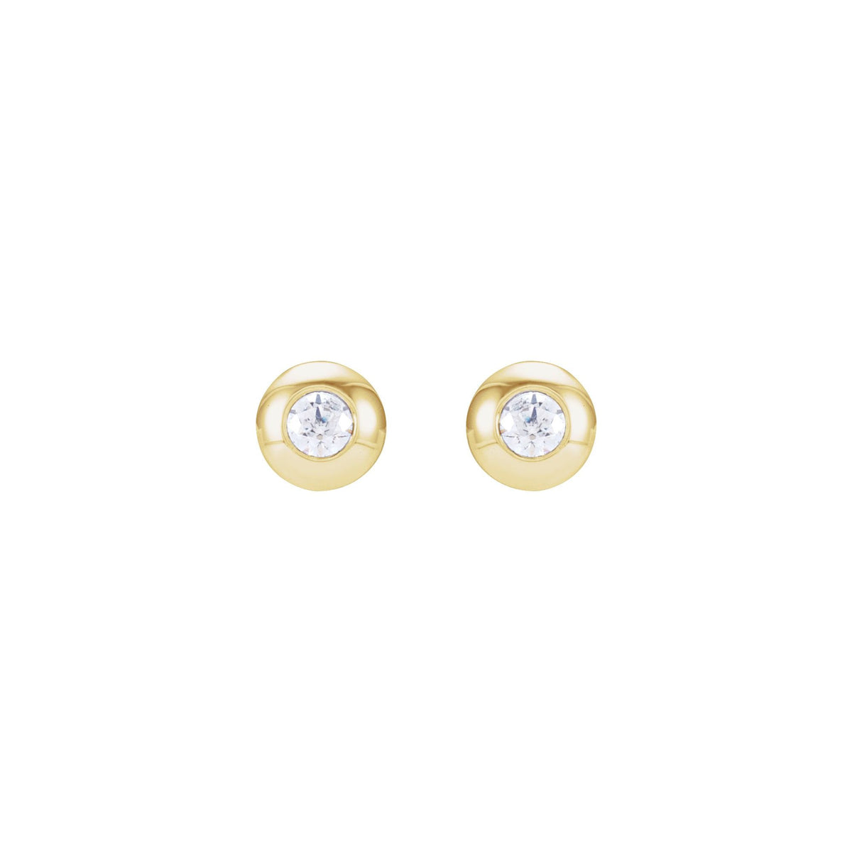 Natural Diamond Round Bezel-Set Stud Earrings