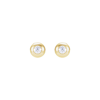 Natural Diamond Round Bezel-Set Stud Earrings