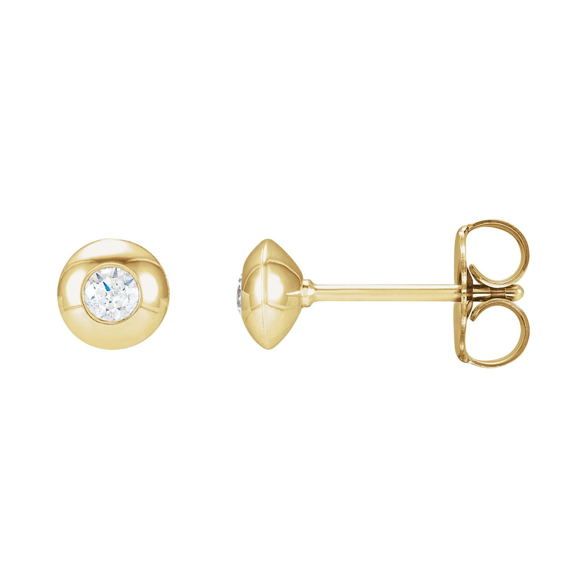 Natural Diamond Round Bezel-Set Stud Earrings