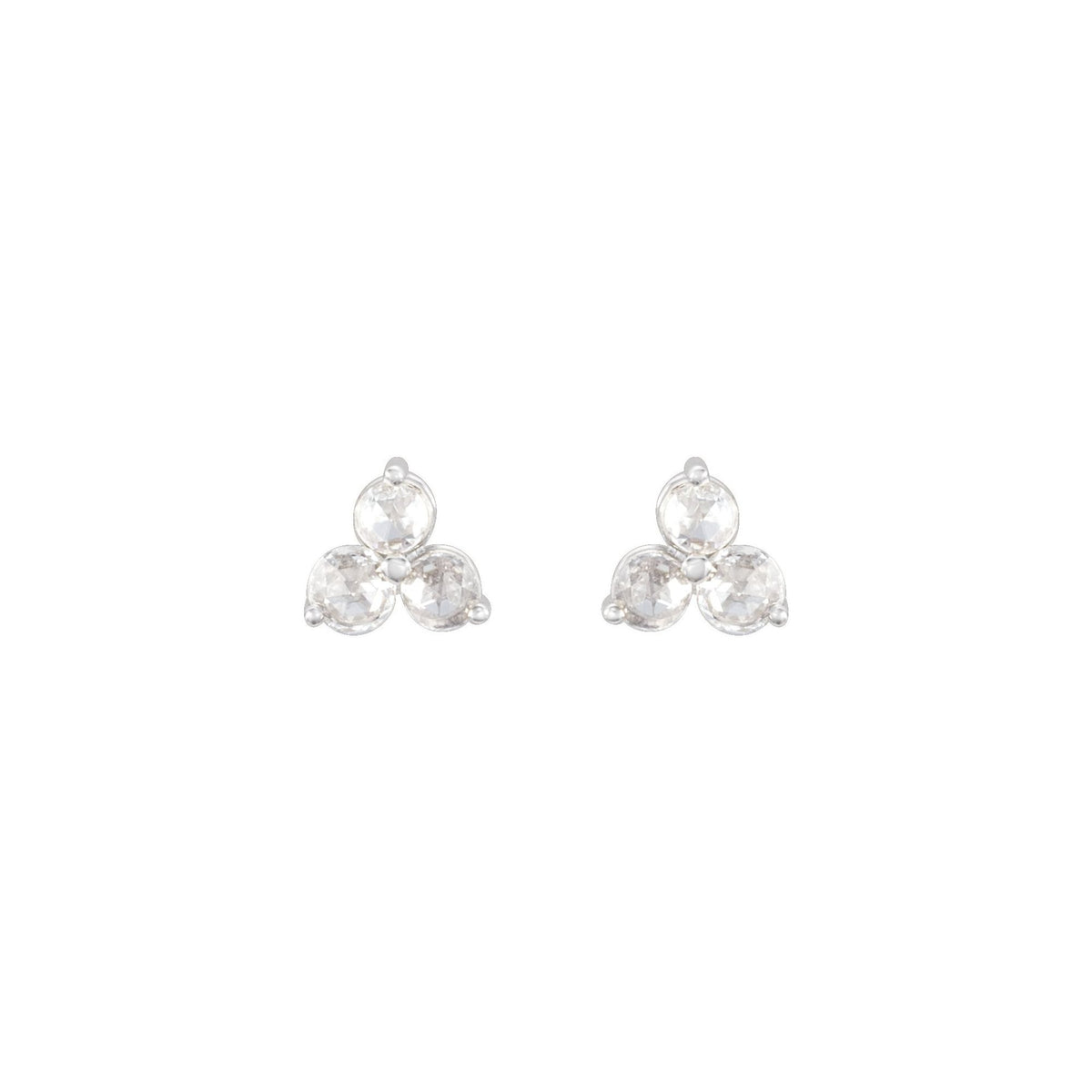 Natural Diamond Round Three-Stone Earrings