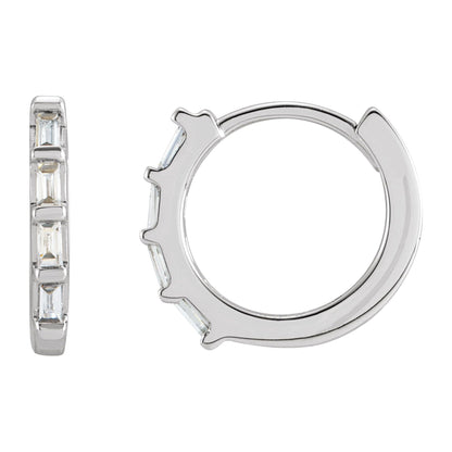 Natural Diamond Baguette Huggie Earrings