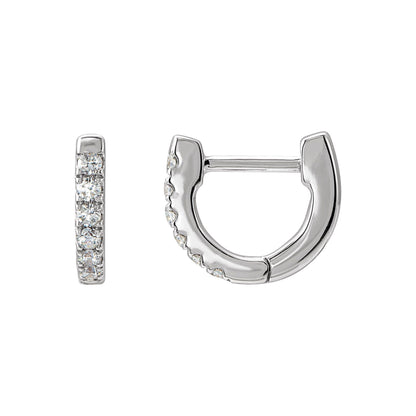 Natural Diamond Accented U-Hoop Earrings - 14K White Gold