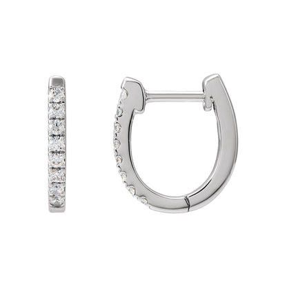 Natural Diamond Accented U-Hoop Earrings - 14K White Gold