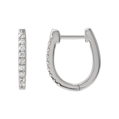 Natural Diamond Accented U-Hoop Earrings - 14K White Gold