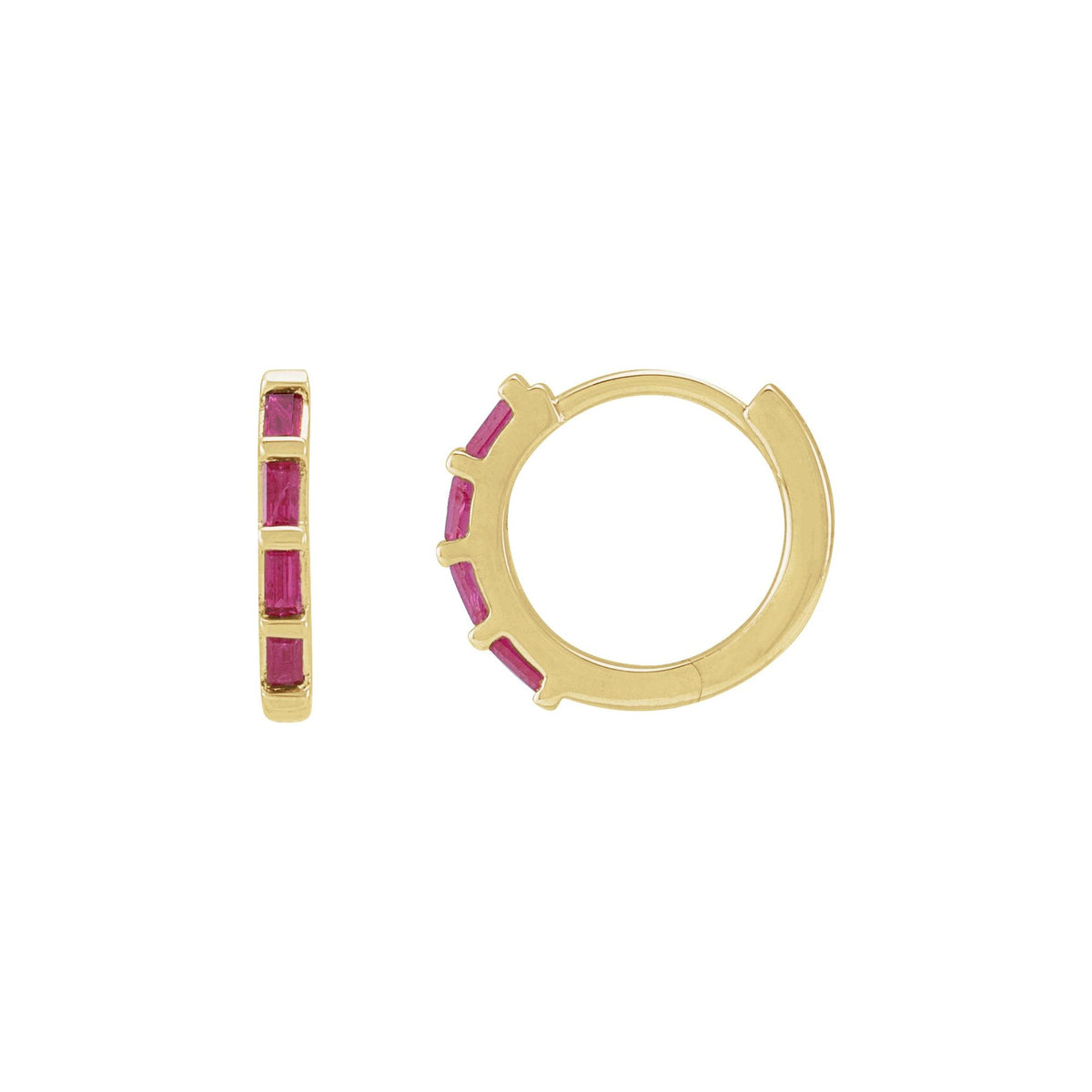 Natural Ruby Huggie Earrings