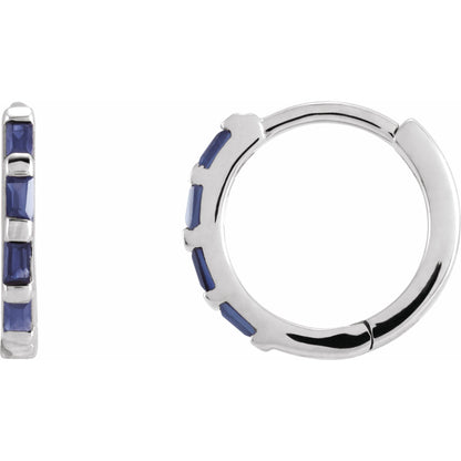 Natural Blue Sapphire Huggie Earrings