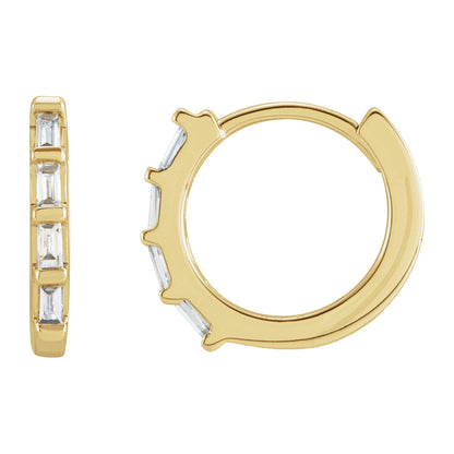 Natural Diamond Baguette Huggie Earrings