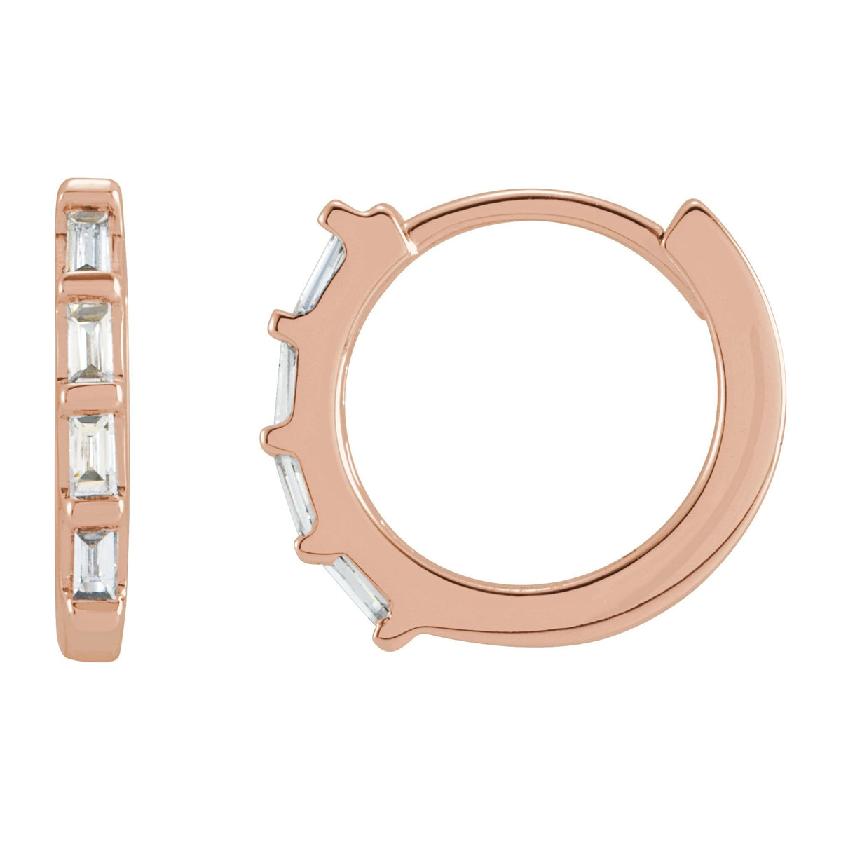 Natural Diamond Baguette Huggie Earrings