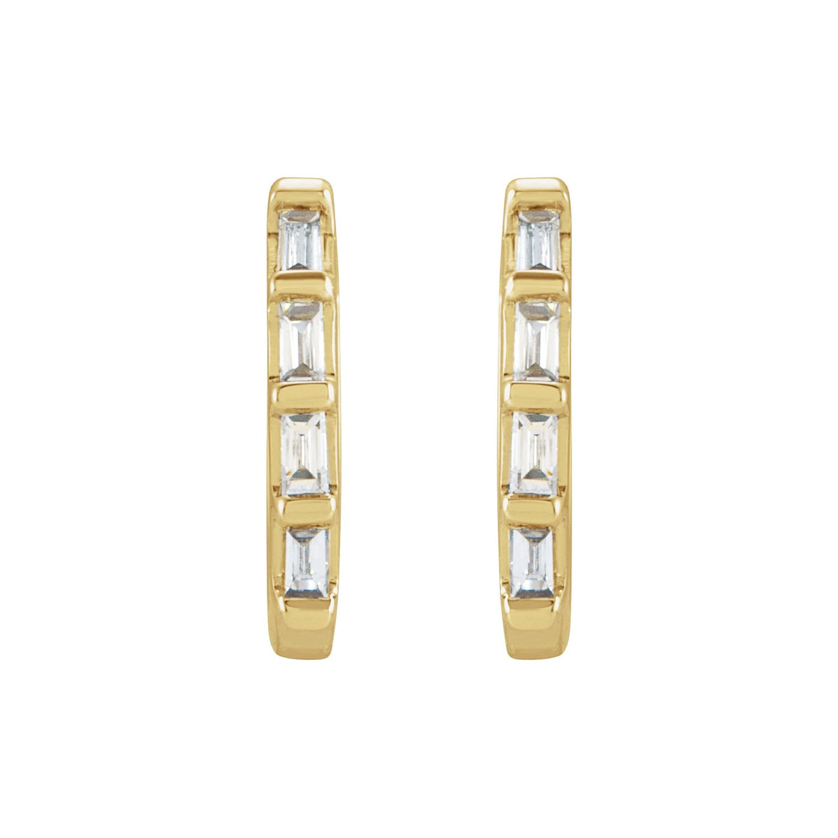 Natural Diamond Baguette Huggie Earrings