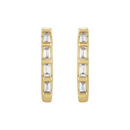Natural Diamond Baguette Huggie Earrings