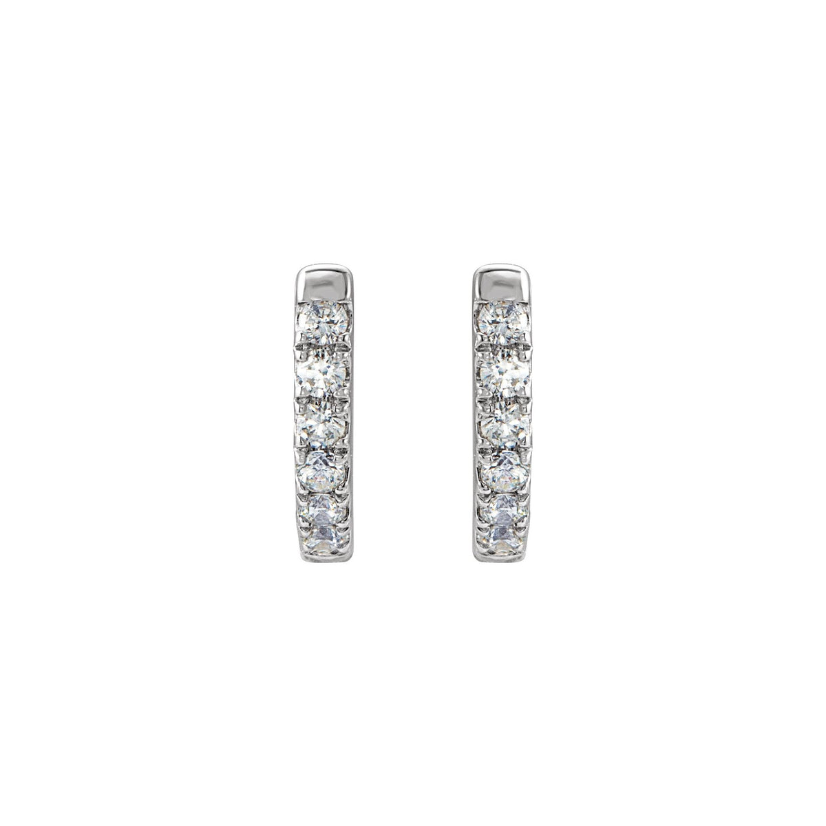 Natural Diamond Accented U-Hoop Earrings - 14K White Gold