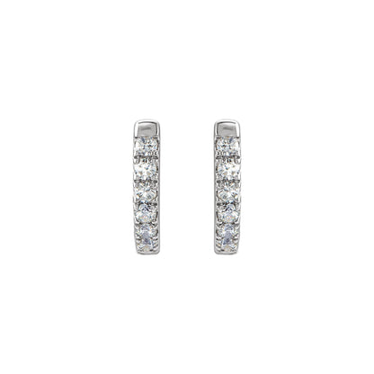 Natural Diamond Accented U-Hoop Earrings - 14K White Gold