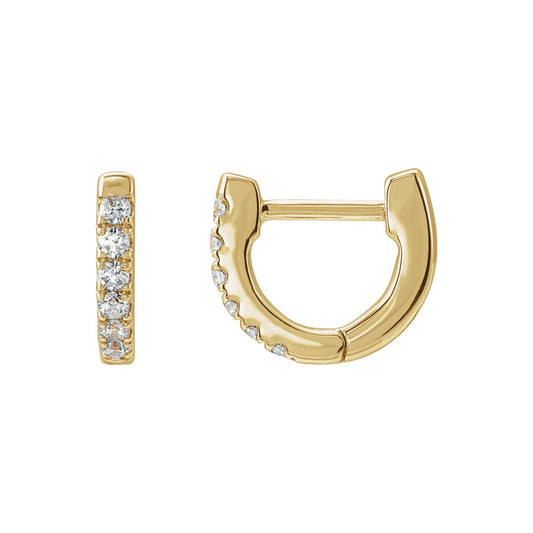 Natural Diamond Accented U-Hoop Earrings - 14K Yellow Gold
