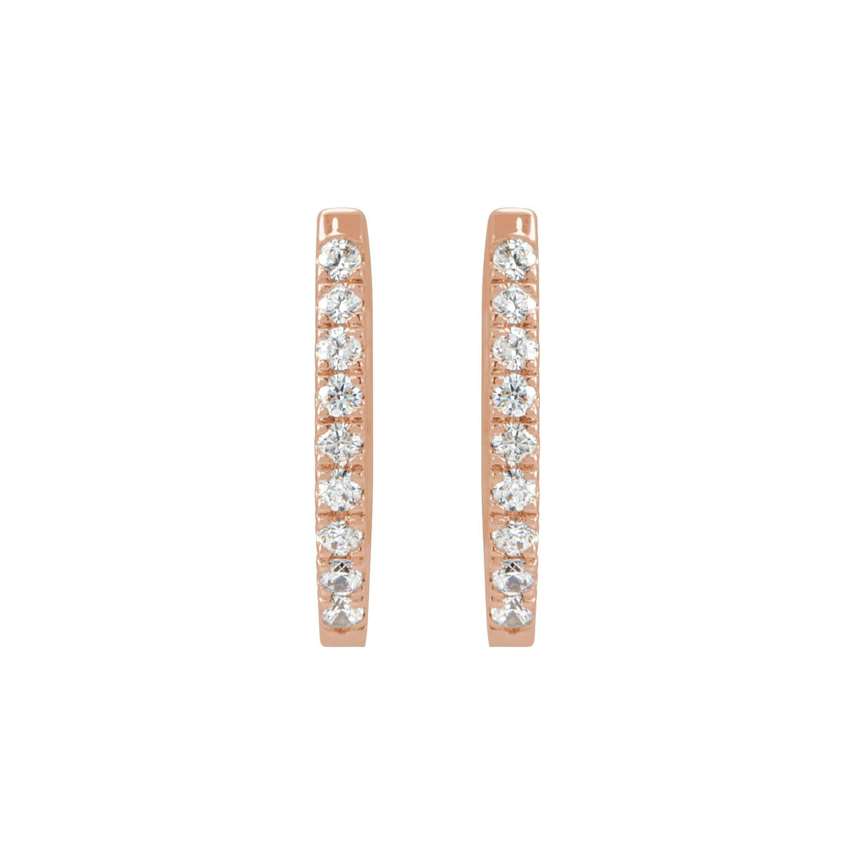 Natural Diamond Accented U-Hoop Earrings - 14K Rose Gold