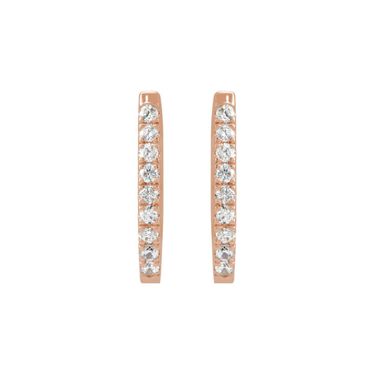 Natural Diamond Accented U-Hoop Earrings - 14K Rose Gold