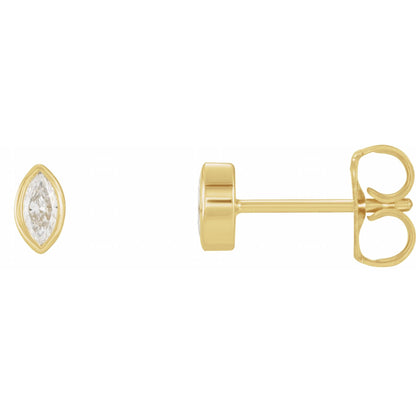 Natural Diamond Marquise Bezel-Set Stud Earrings