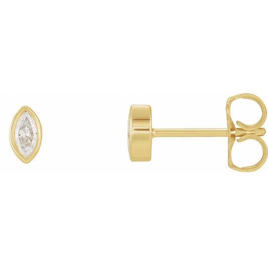 Natural Diamond Marquise Bezel-Set Stud Earrings