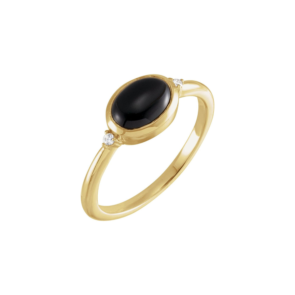 9x7 mm Round Natural Black Onyx & .03 CTW Natural Diamond Ring