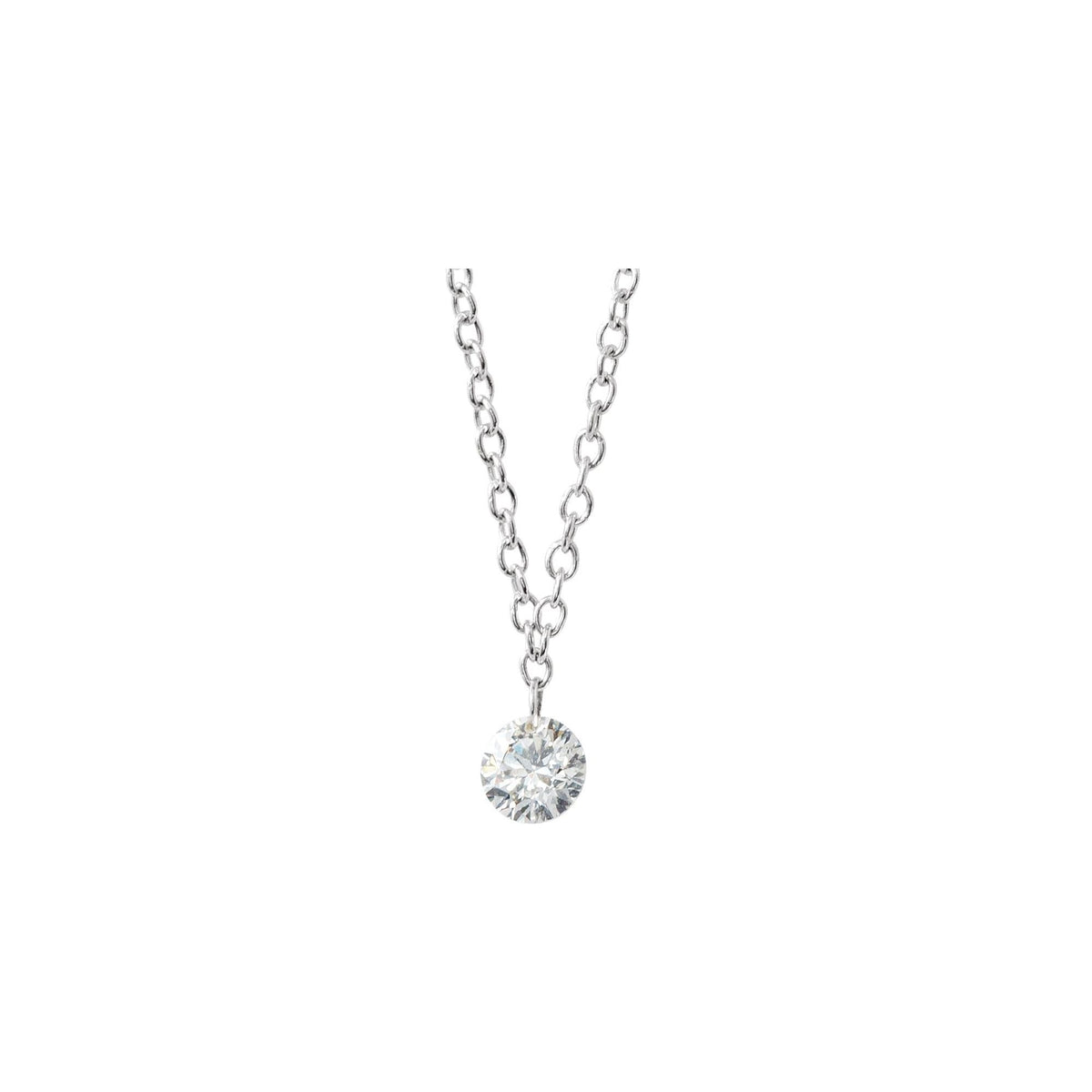 1/6 CT Drilled Natural Diamond Solitaire 16-18" Necklace