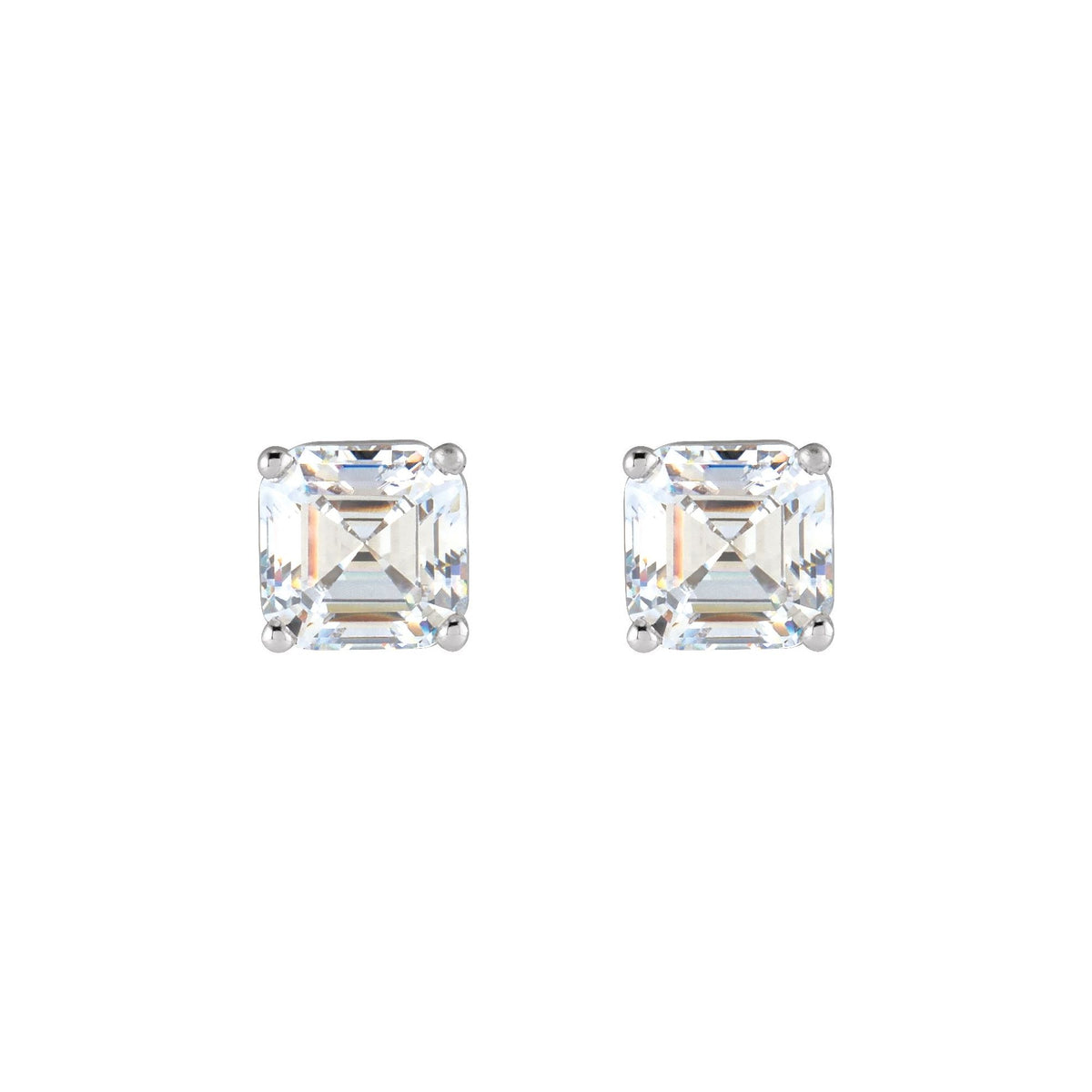 Natural Diamond Asscher 4-Prong Stud Earrings