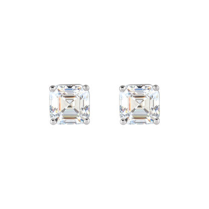 Natural Diamond Asscher 4-Prong Stud Earrings