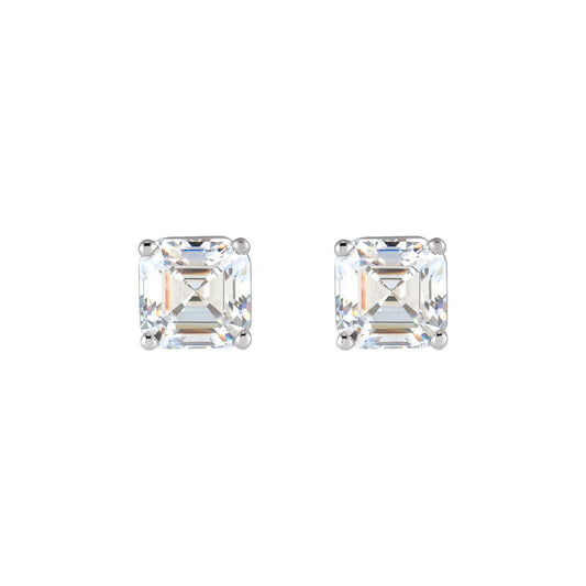 Natural Diamond Asscher 4-Prong Stud Earrings