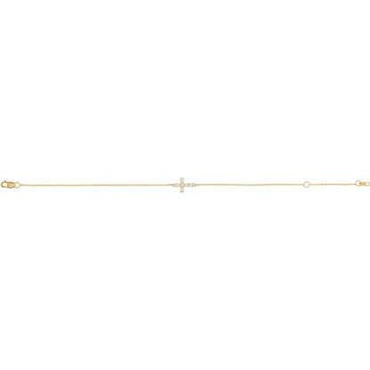 Natural Diamond Sideways Cross Bracelet