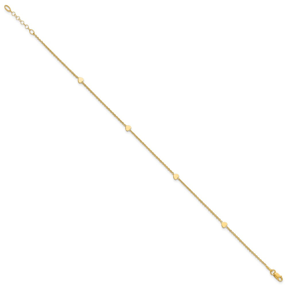 Polished Hearts Plus 1in ext. Anklet