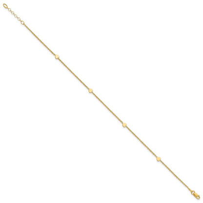 Polished Hearts Plus 1in ext. Anklet