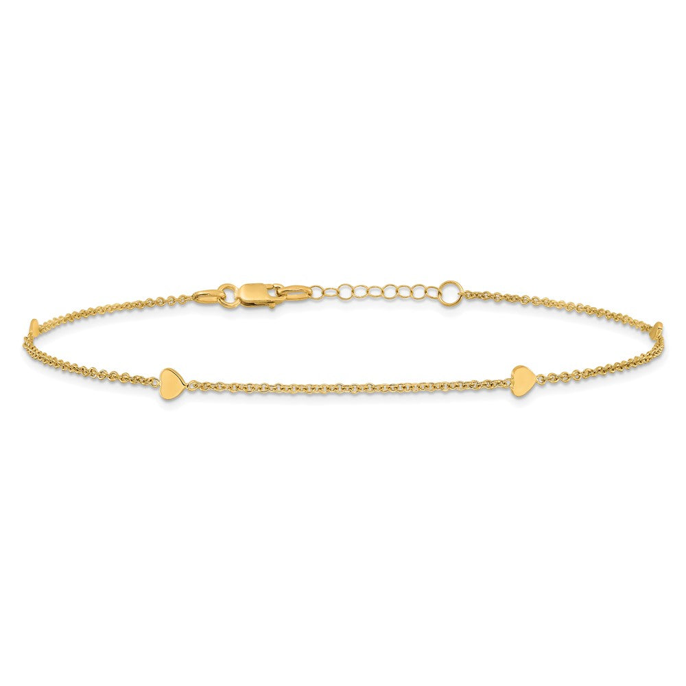 Polished Hearts Plus 1in ext. Anklet