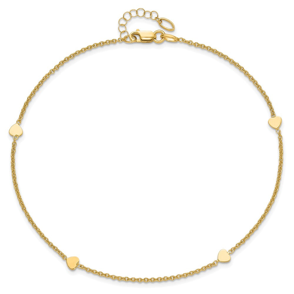Polished Hearts Plus 1in ext. Anklet