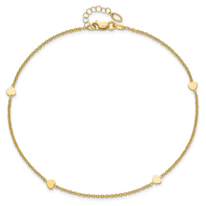 Polished Hearts Plus 1in ext. Anklet