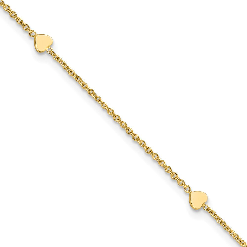 Polished Hearts Plus 1in ext. Anklet
