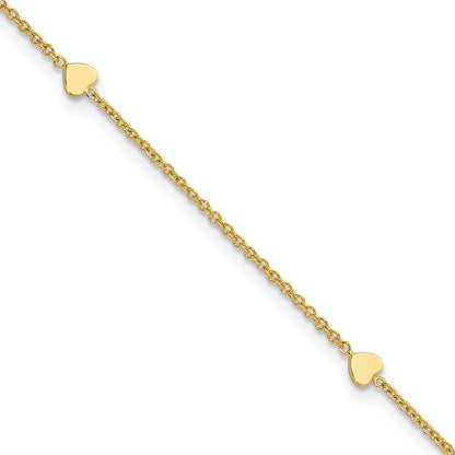 Polished Hearts Plus 1in ext. Anklet