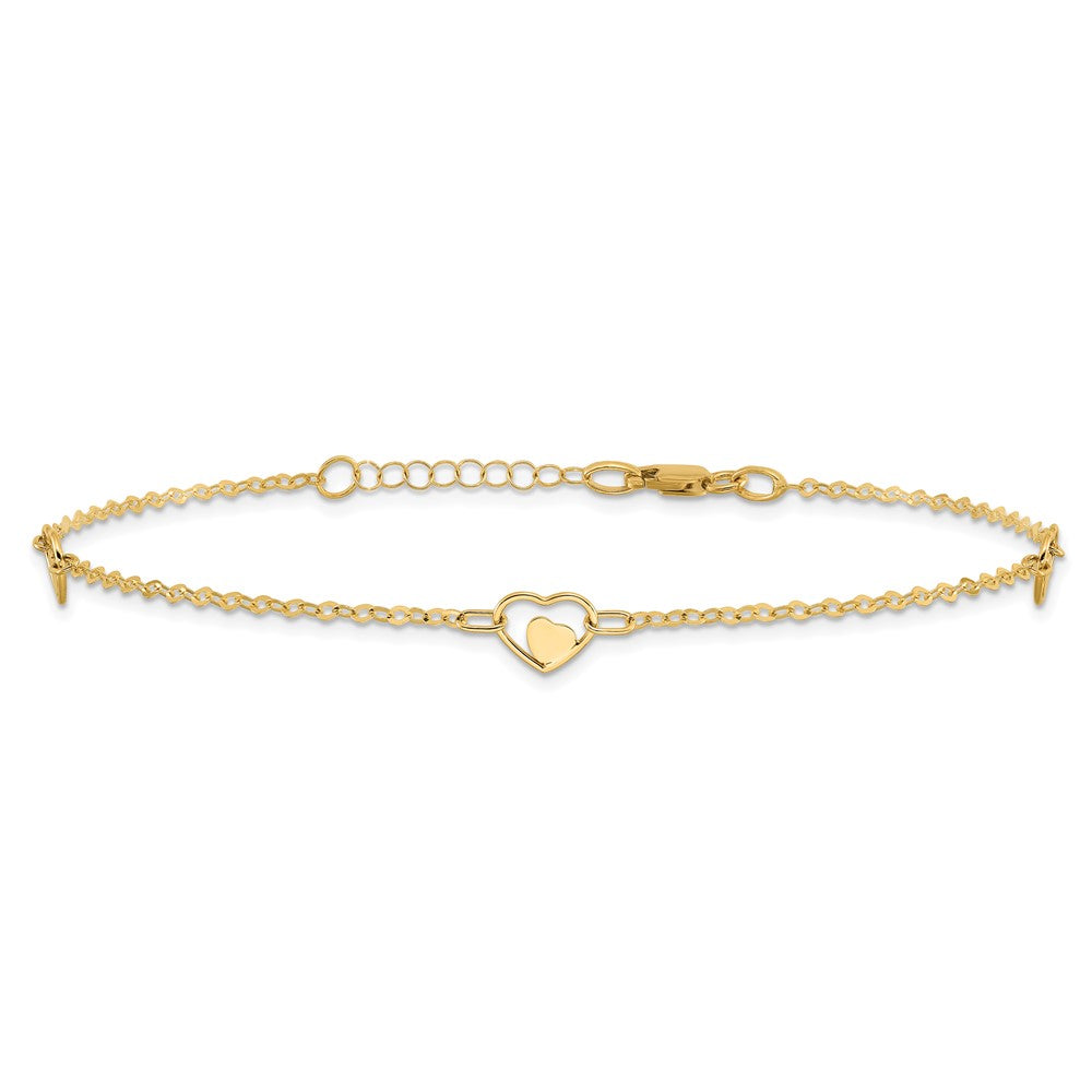Polished Heart Plus 1in ext Anklet - 1.25mm