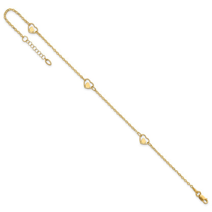 Polished Heart Plus 1in ext Anklet - 1.25mm