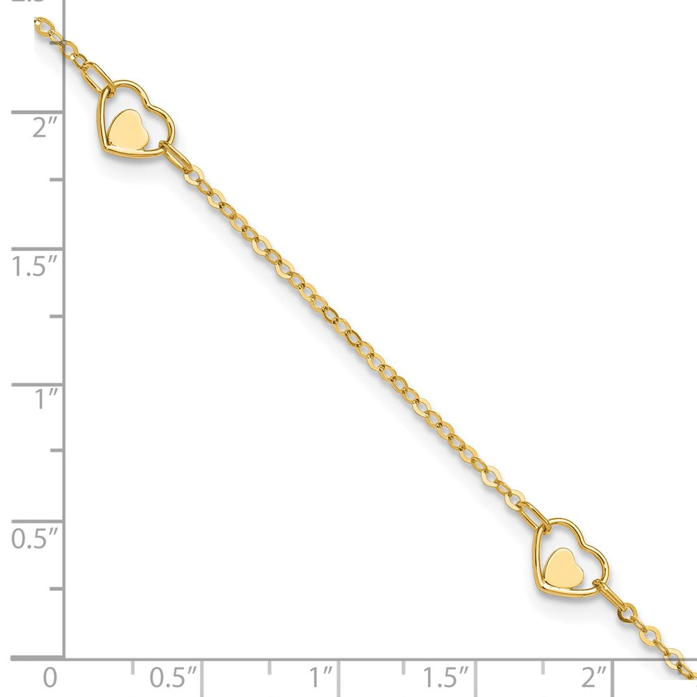 Polished Heart Plus 1in ext Anklet - 1.25mm