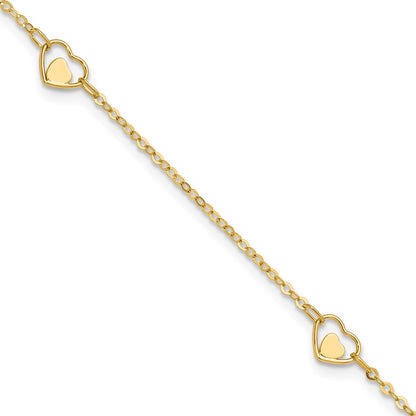 Polished Heart Plus 1in ext Anklet - 1.25mm