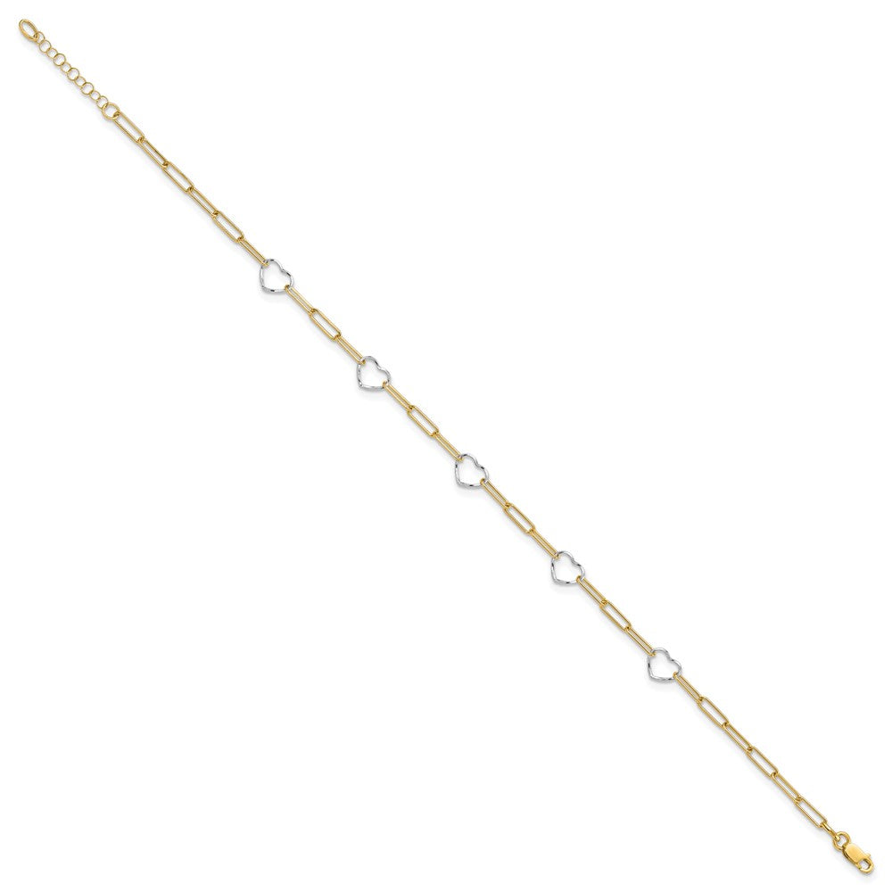 Paperclip Link Heart Plus 1in ext. Anklet