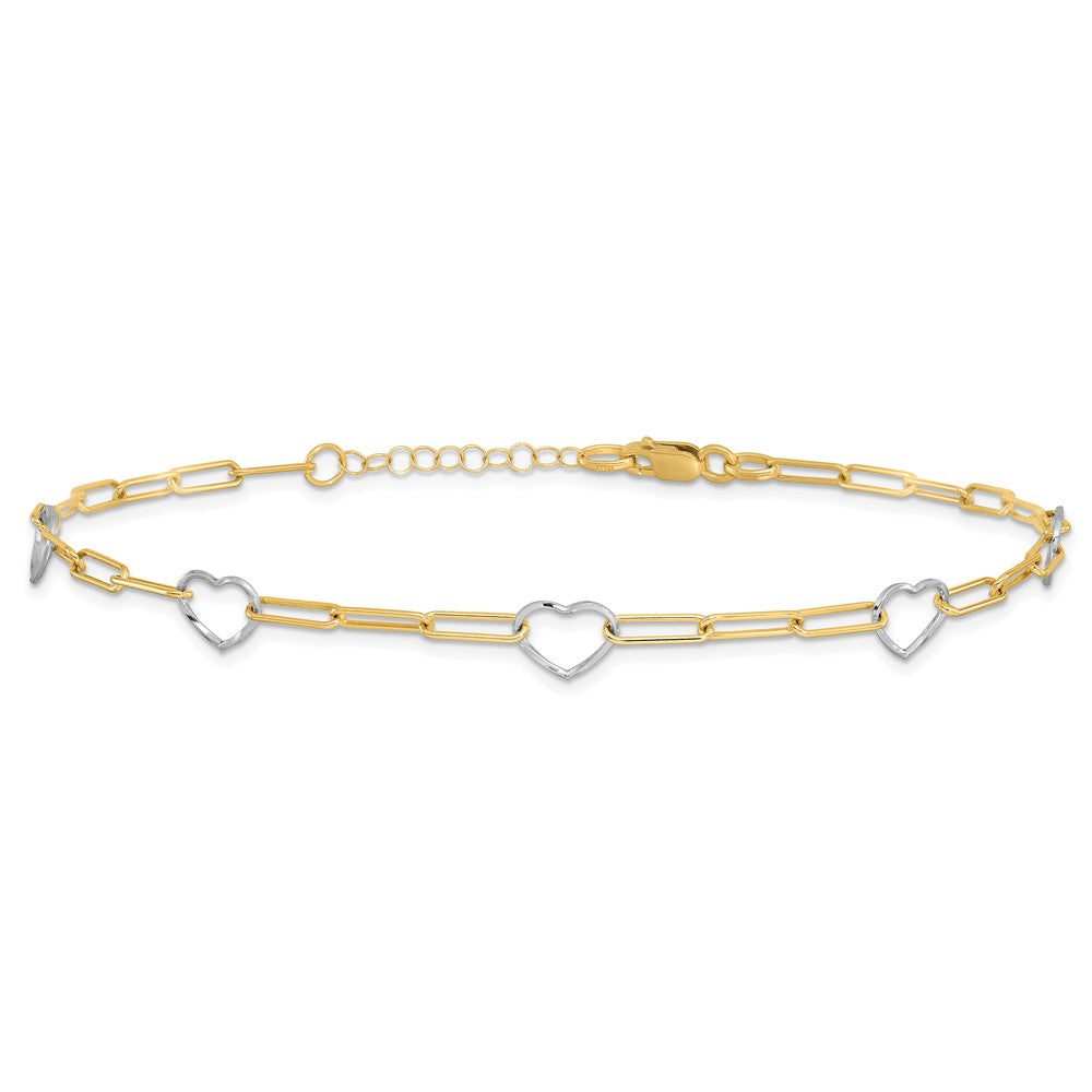 Paperclip Link Heart Plus 1in ext. Anklet
