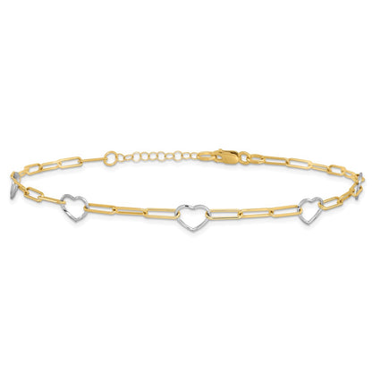 Paperclip Link Heart Plus 1in ext. Anklet