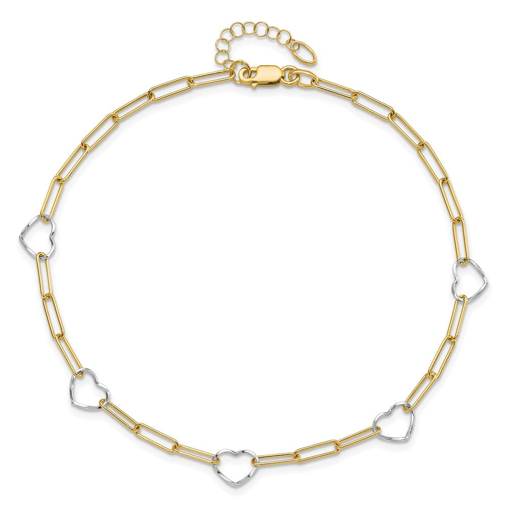 Paperclip Link Heart Plus 1in ext. Anklet