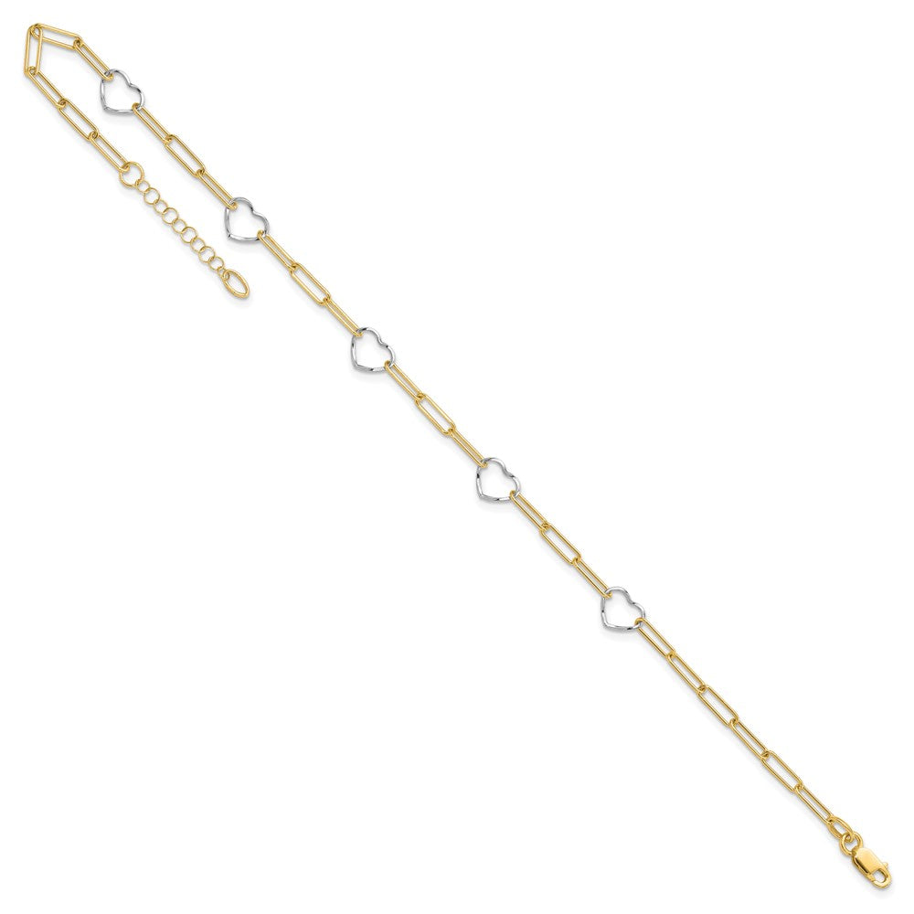 Paperclip Link Heart Plus 1in ext. Anklet
