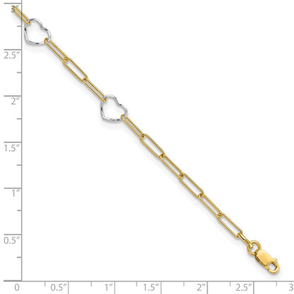 Paperclip Link Heart Plus 1in ext. Anklet