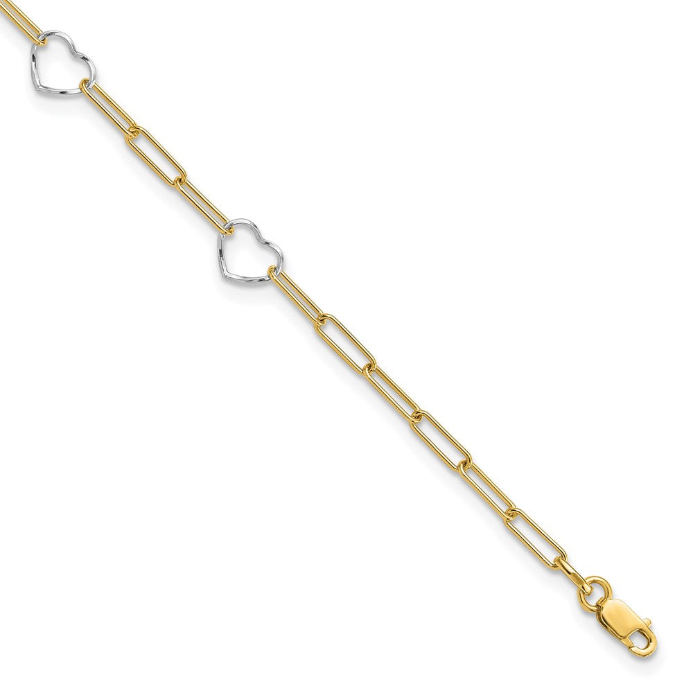 Paperclip Link Heart Plus 1in ext. Anklet