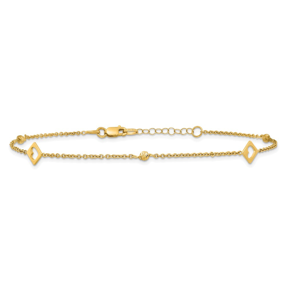 Link Hearts and D/C Beads Plus 1in ext Anklet